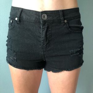 Black high waisted denim shorts